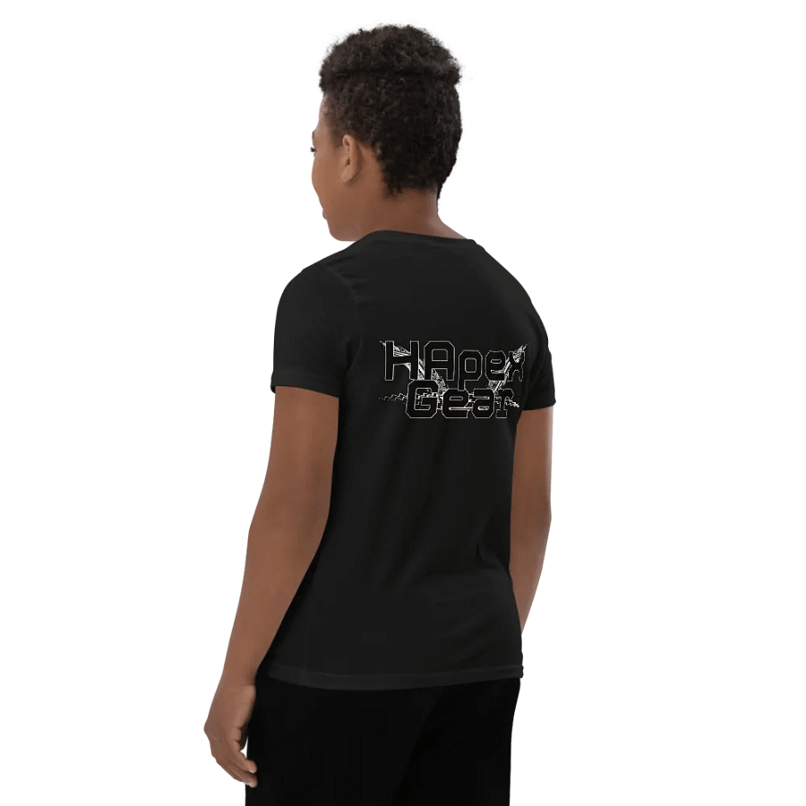 Youth Short Sleeve T-Shirt - Embroidered - Black HApex Gear White Logo product image (7)