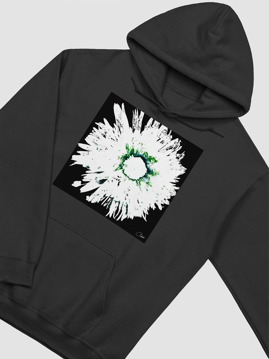 White and Green Distressed Daisy on a Dark Abstract Background Women's Classic Hoodie product image (2)