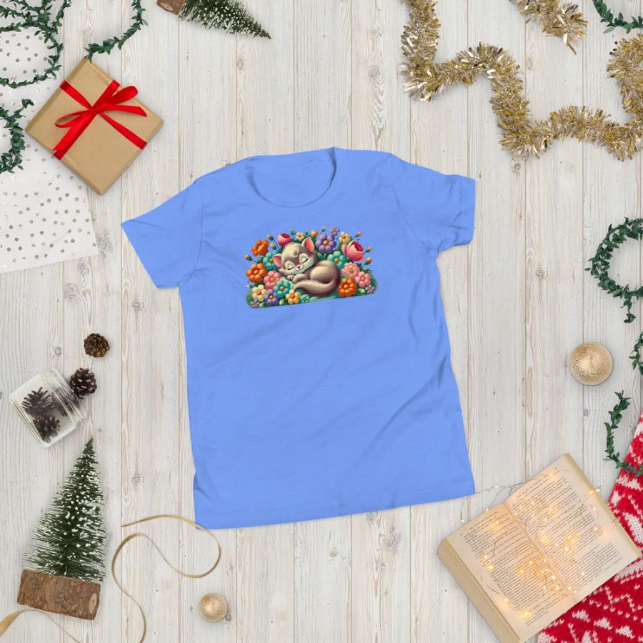 Kitten Sleeping in Flowers Kids T-Shirt product image (20)