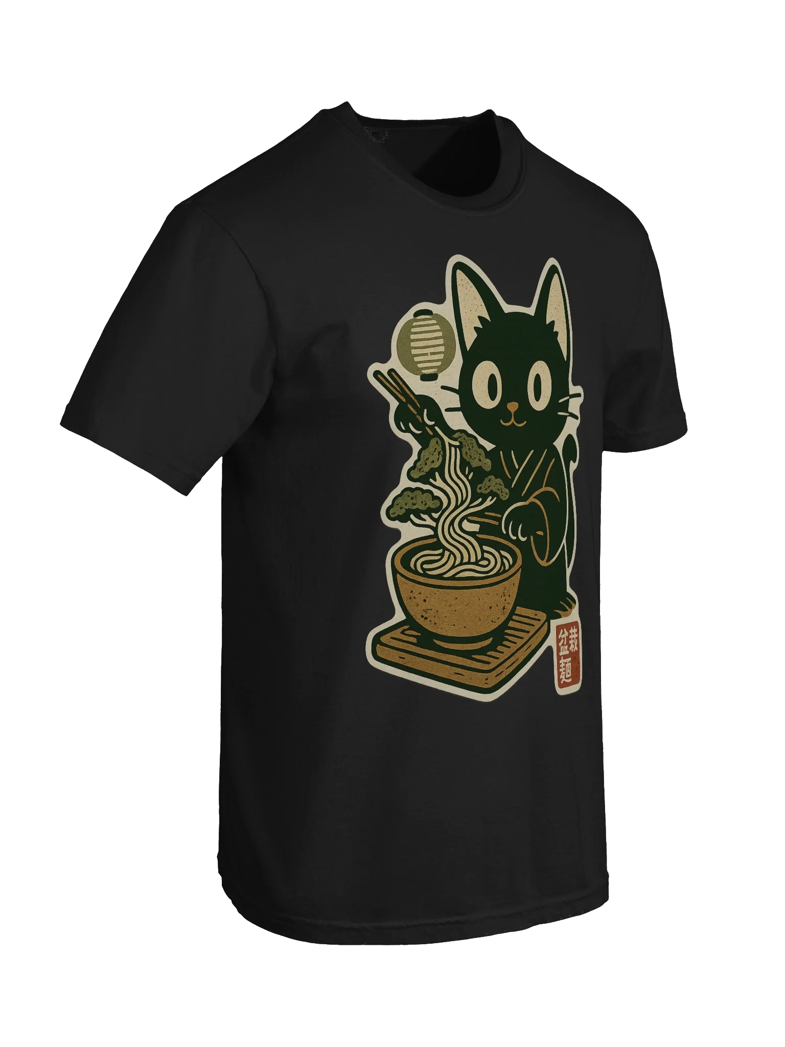 Black Cat Bonsai Noodle Craft Concept Japanese Graphic Art T-Shirt product image (67)