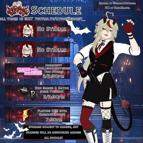 📢THIS WEEKS SCHEDULE IS HERE! 
❥Wed @ 2/2:30pm (GMT): Dress to Impress Stream! (Completing the Community Challenge!)
❥Thurs @...