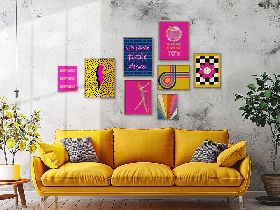 Disco Ball Retro Gallery Wall Set of 8 DIGITAL Prints product image (1)