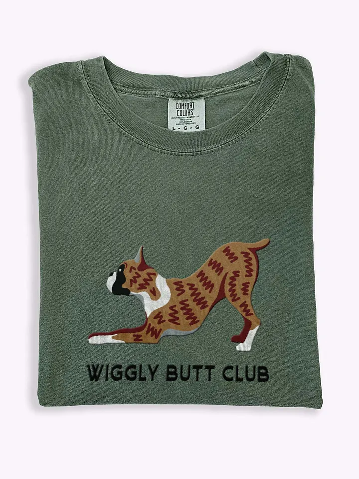 Wiggly Butt Club T-Shirt(Embroidered) of a Boxer(Brindle) product image (1)