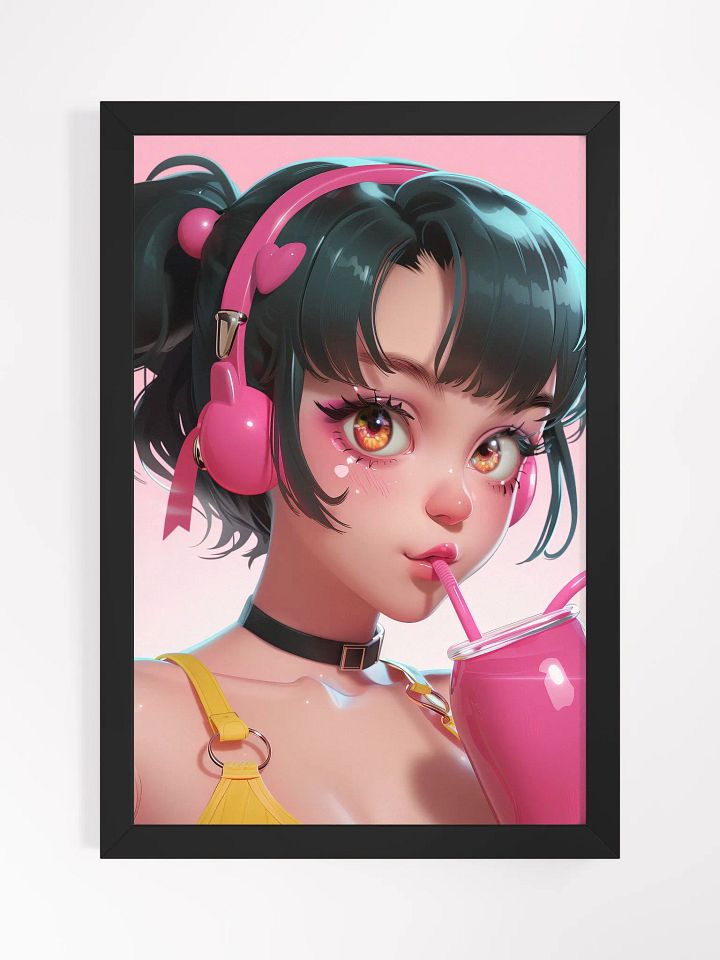 Milkshake Vibes: Pop Art Framed Poster of a Girl Enjoying a Milkshake product image (1)