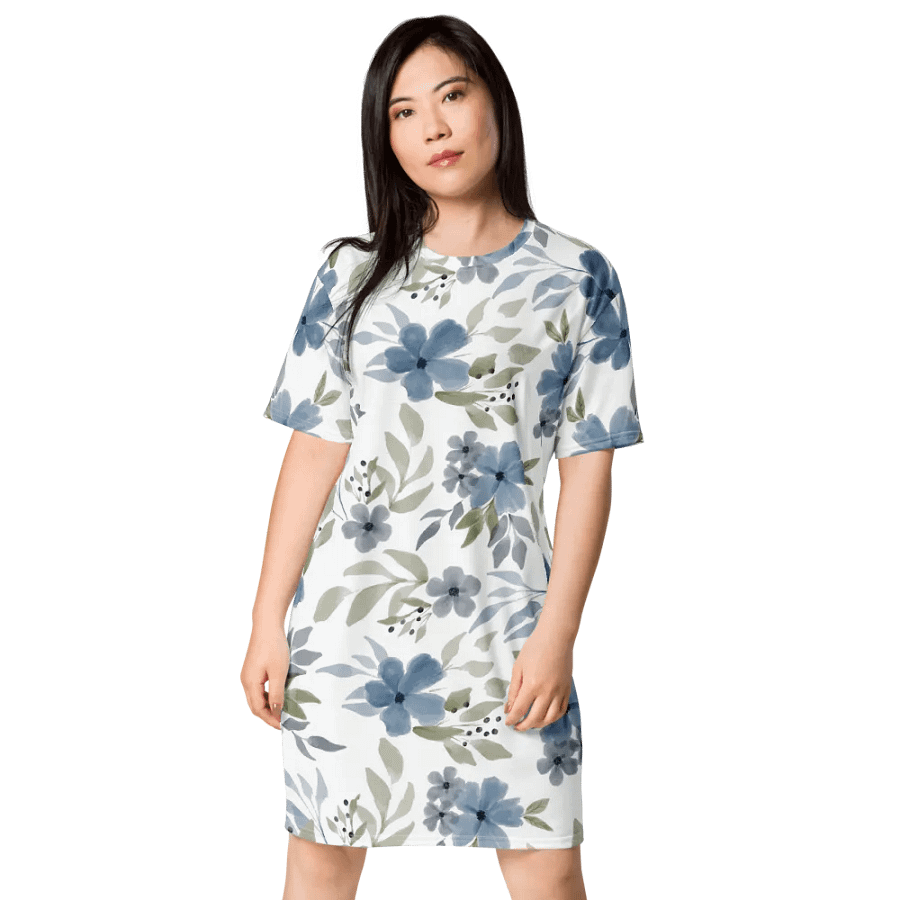 Blue Blossom Bliss T-Shirt Dress product image (1)