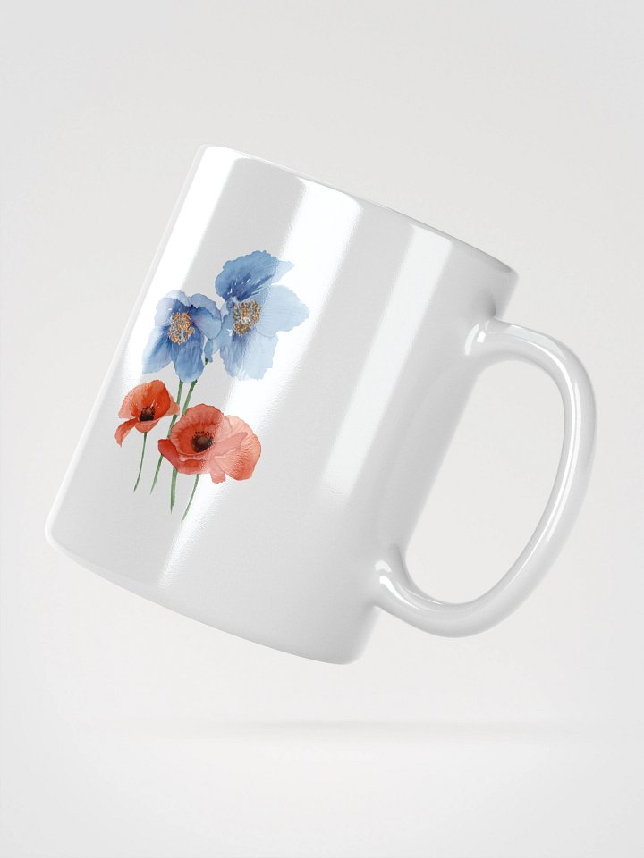 Blue & Red Poppies White Glossy Mug product image (2)