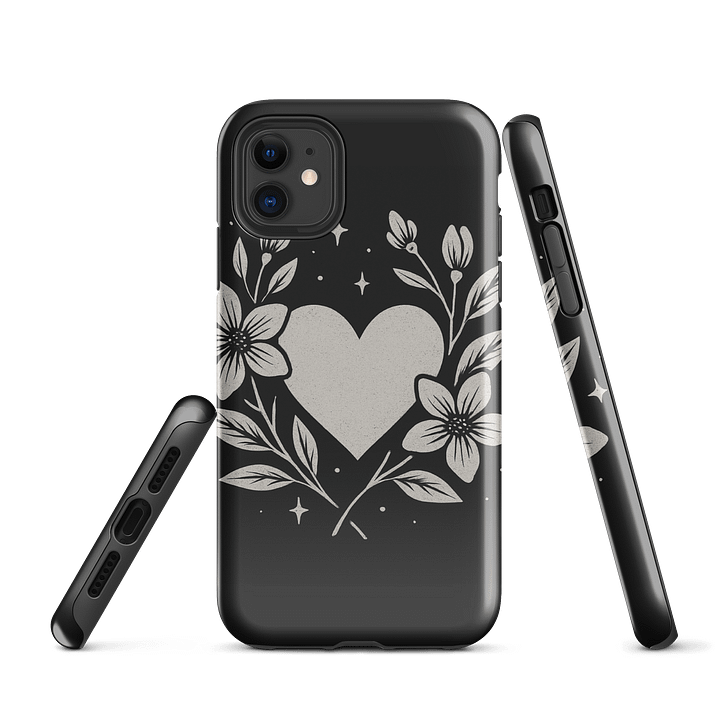 Floral Heart Monochrome iPhone Tough Case product image (1)