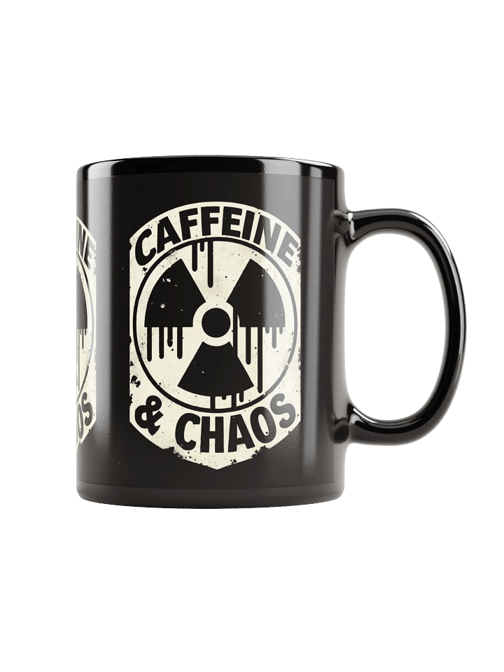 'Caffeine & Chaos' – Black Glossy Mug product image (1)