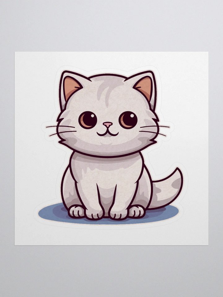 Whimsical White Cat Kiss Cut Stickers product image (1)