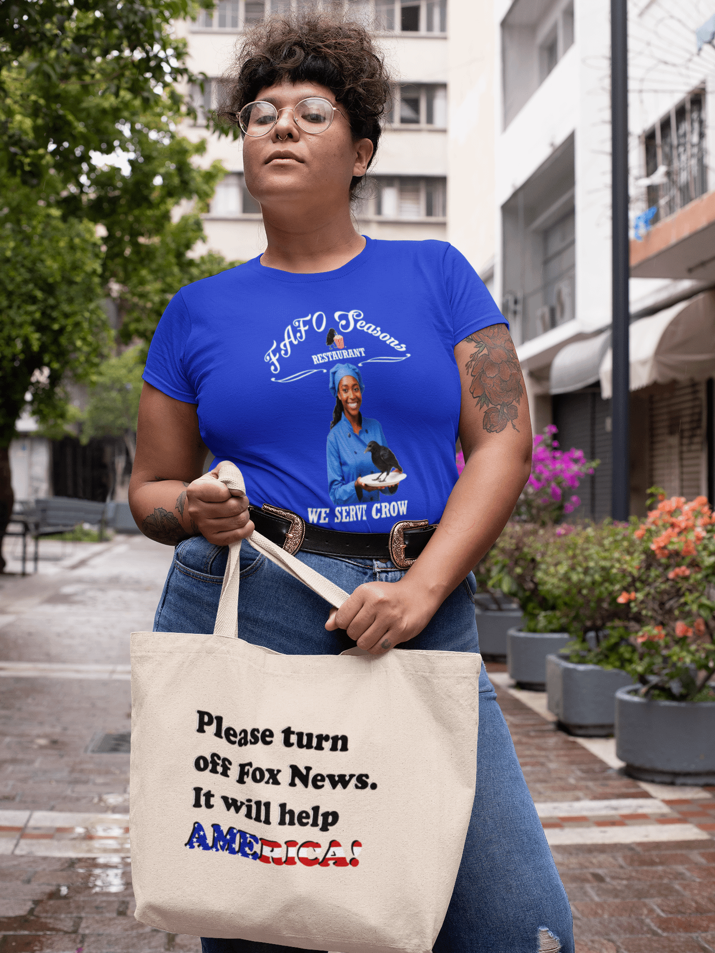 Please Turn Off Fox News. It Will Help America! (Black) - Eco-Friendly Tote Bag product image (1)