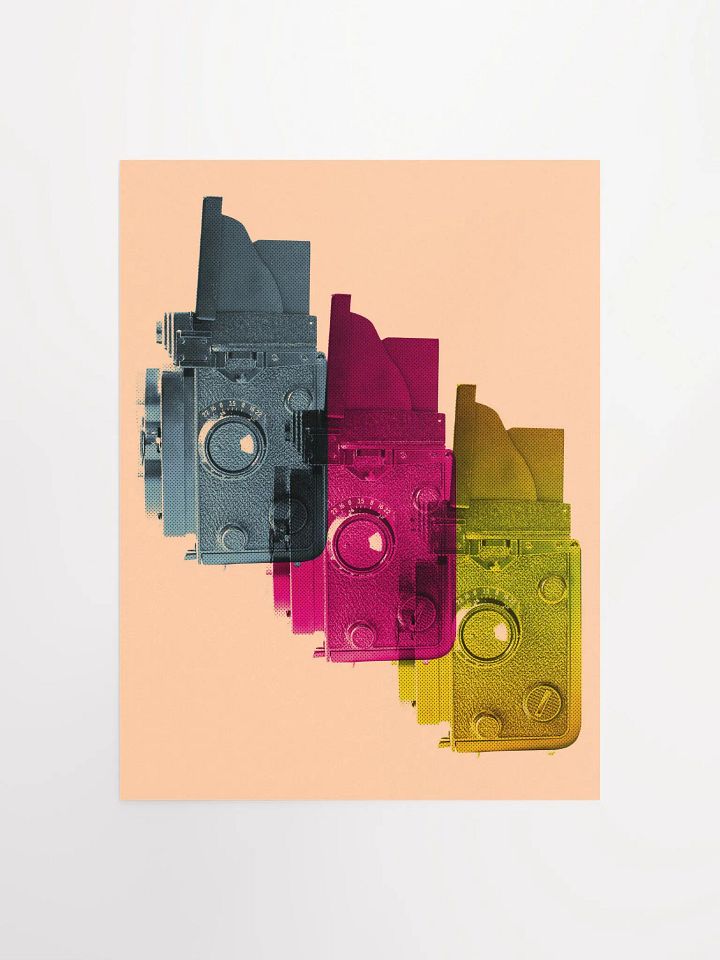 Vintage camera tri-colour print product image (2)