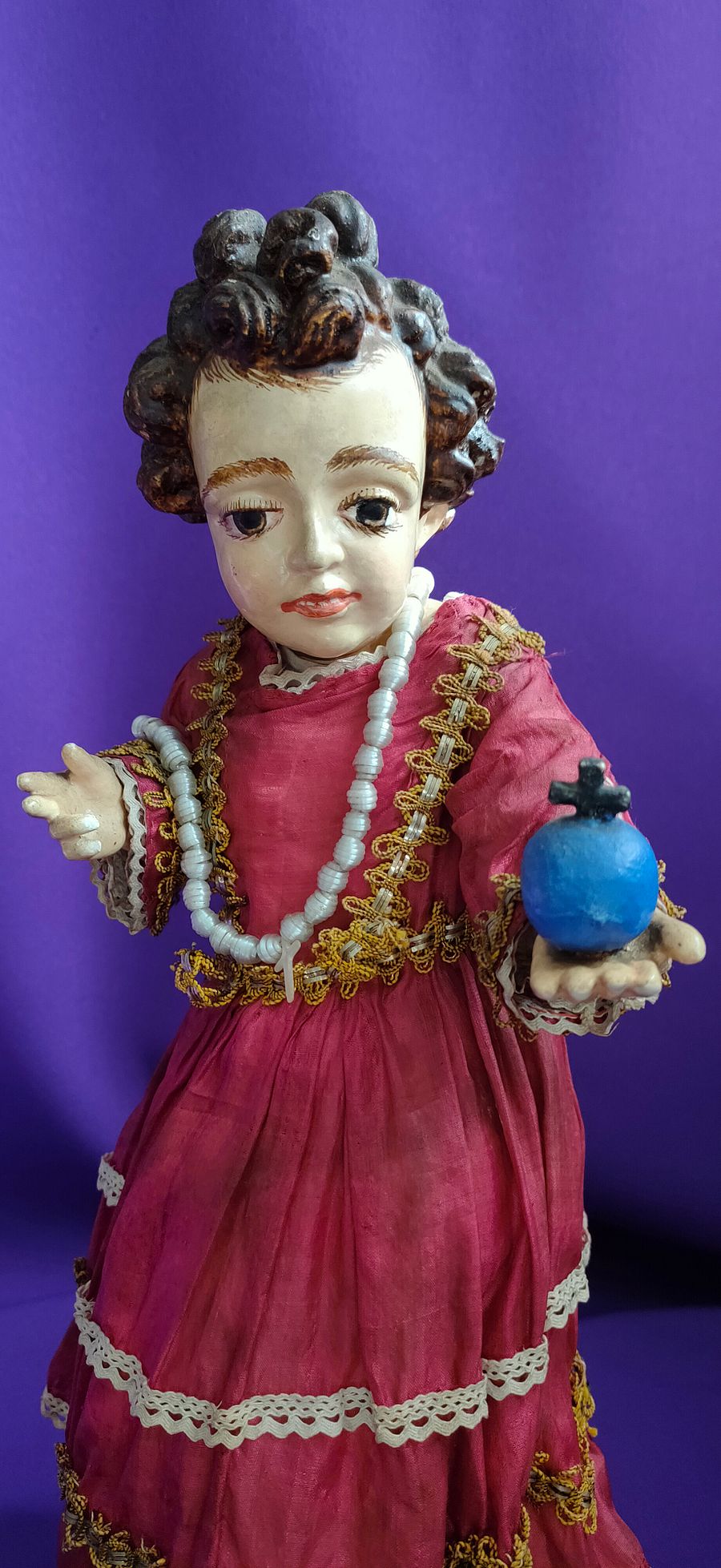 Relíquia Sagrada, Raro Menino Jesus de Praga, obra-prima da arte sacra, século XVIII, peça religiosa, luxo product image (3)