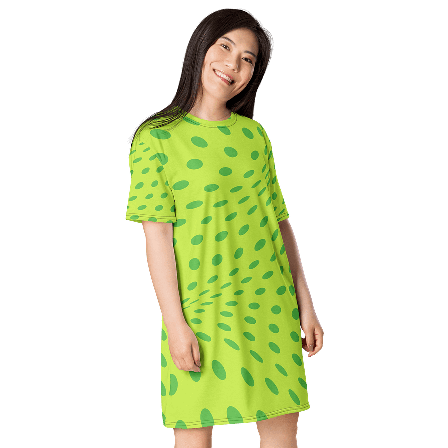 Vibrant Green Polka Dot Oversized T-Shirt Dress - TDSMUSIC product image (4)