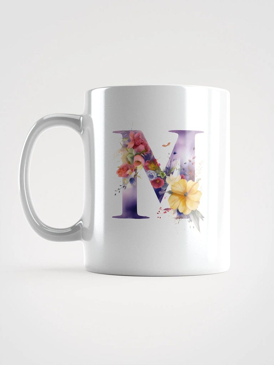 Letter M Monogram Floral Fantasy White Glossy Mug product image (17)