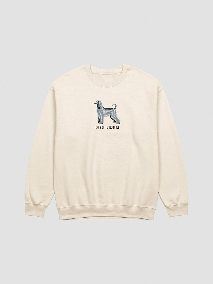 Too Hot to Houndle Sweatshirt (Embroidered) of an Afghan Hound(Blue) product image (10)