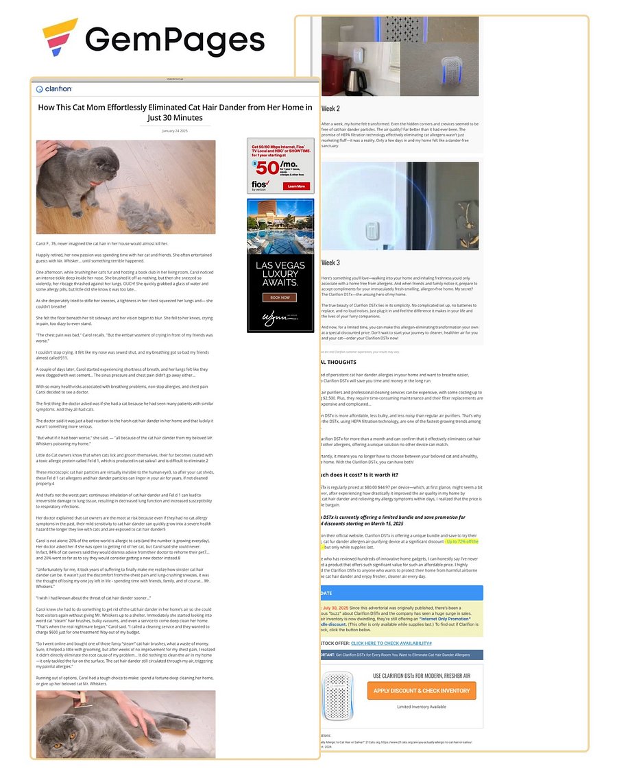Clarifion Advertorial Page | GemPages product image (1)
