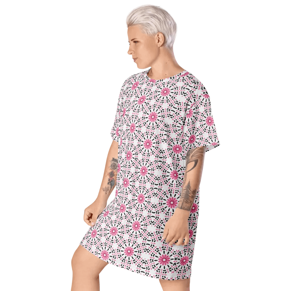 Pink Print Summer Dress, T-Shirt Dress product image (9)
