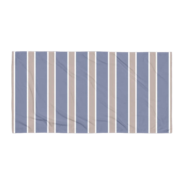 CLASSIC BLUE BEIGE STRIPES TOWEL Streifen Beige Blau Handtuch product image (2)