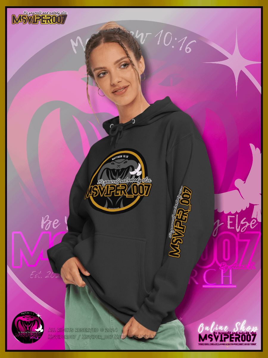 Hoodie - "MsViper_007™ Brand Classic" [yllw-gld/blk emblem] - Streetwear/Active Hoodie By Anna H. product image (3)