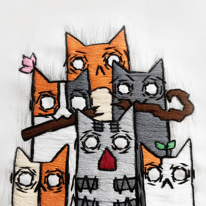 Angry Cats Embroidery Print product image (1)