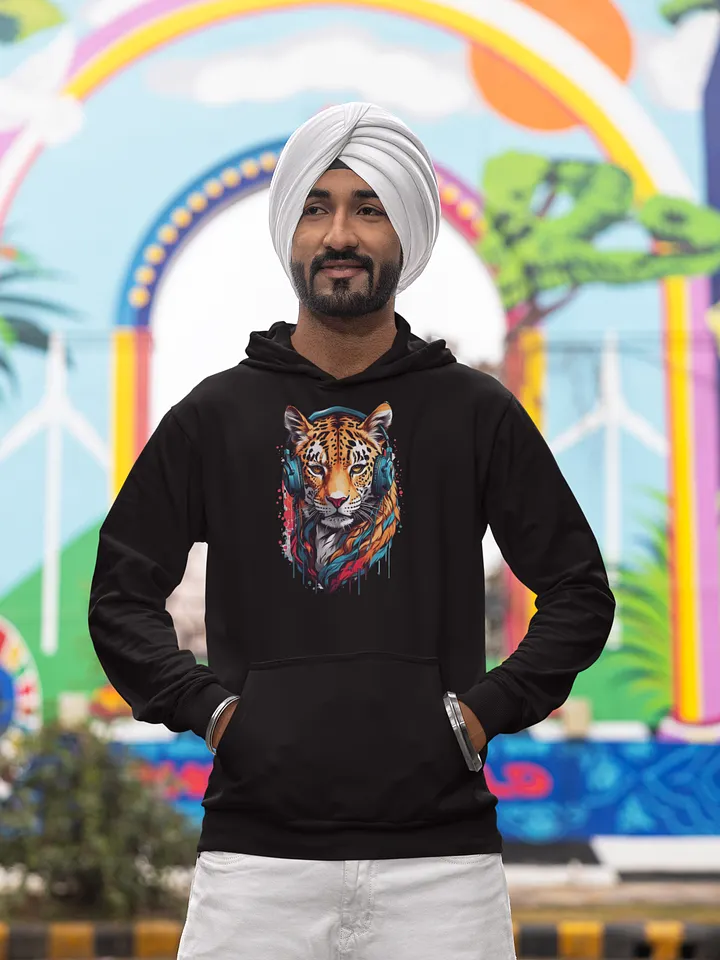 Chill Cat Vibes: Leopard Headphones Hoodie product image (2)