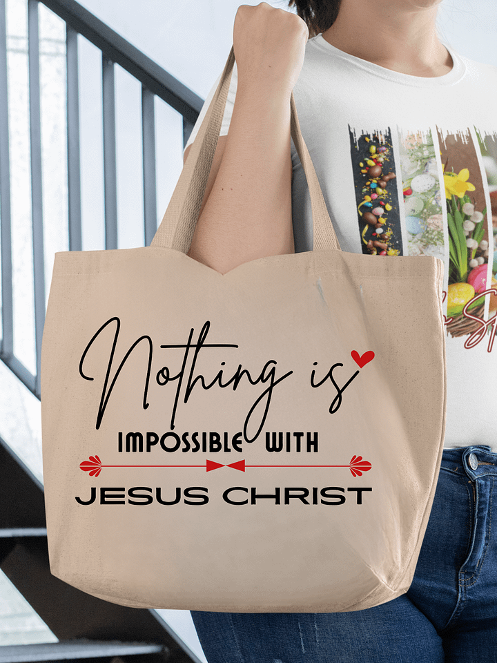 Nothing Is Impossible With Jesus Christ Eco Tote bag product image (1)
