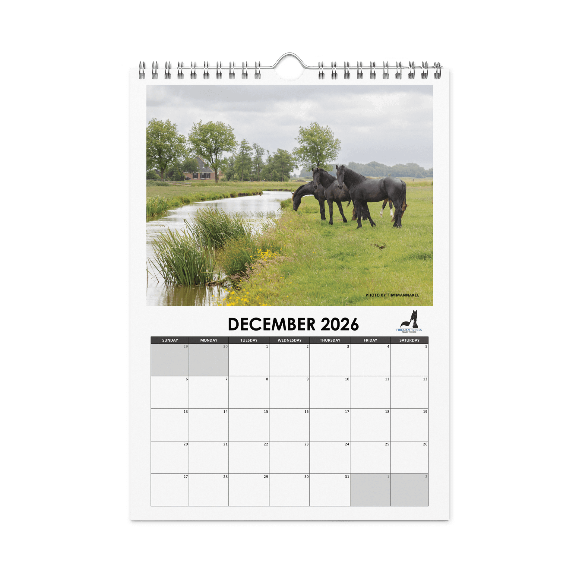 Friesian horses 2026 Wall Calendar product image (4)