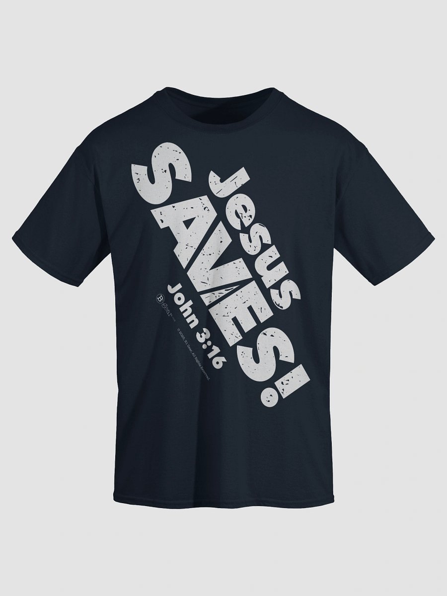 Jesus SAVES! Heavyweight Unisex Crewneck T-shirt | Gildan® 5000, White on Dark Colors product image (7)