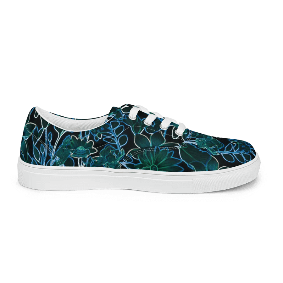 Trippy Floral Teal /Women's Lace-Up Canvas Shoes by Allcolor product image (5)