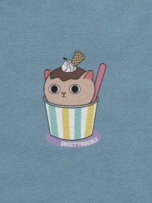 Sweet Trouble T-shirt, Ice Cream Cat (Left Chest and Back Prints) product image (3)