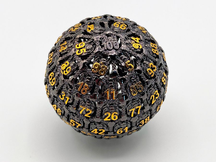 Hollow Metal d100 Dice with Spider Logo - DnD product image (1)