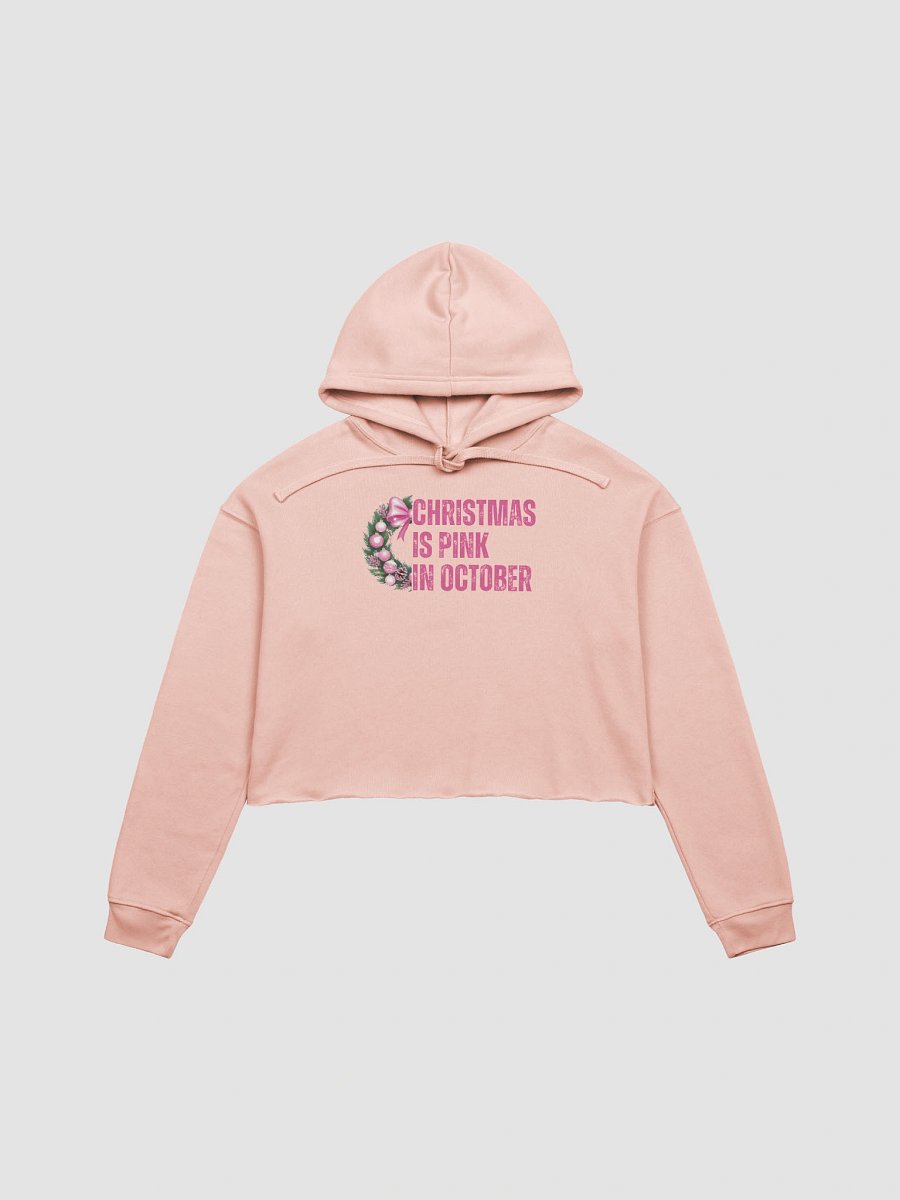 christmas is pink in october fleece crop hoodie product image (3)