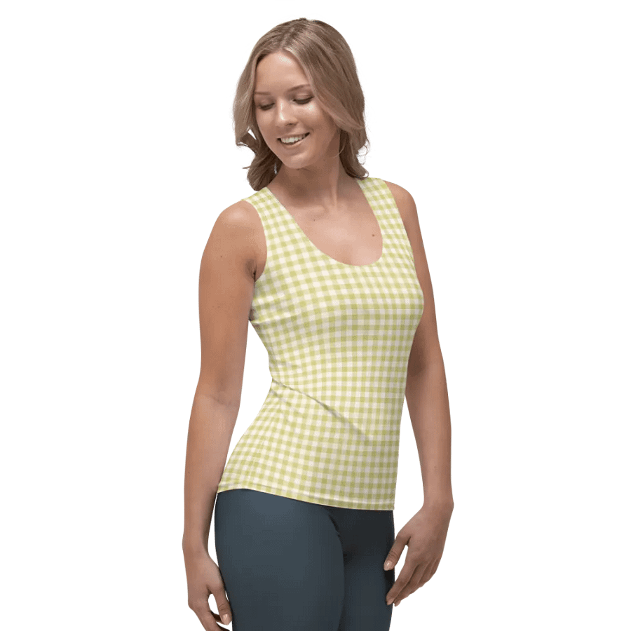 ALL-OVER PRINT LIGHT YELLOW VINTAGE PATTERN WOMEN'S TANK TOP product image (4)
