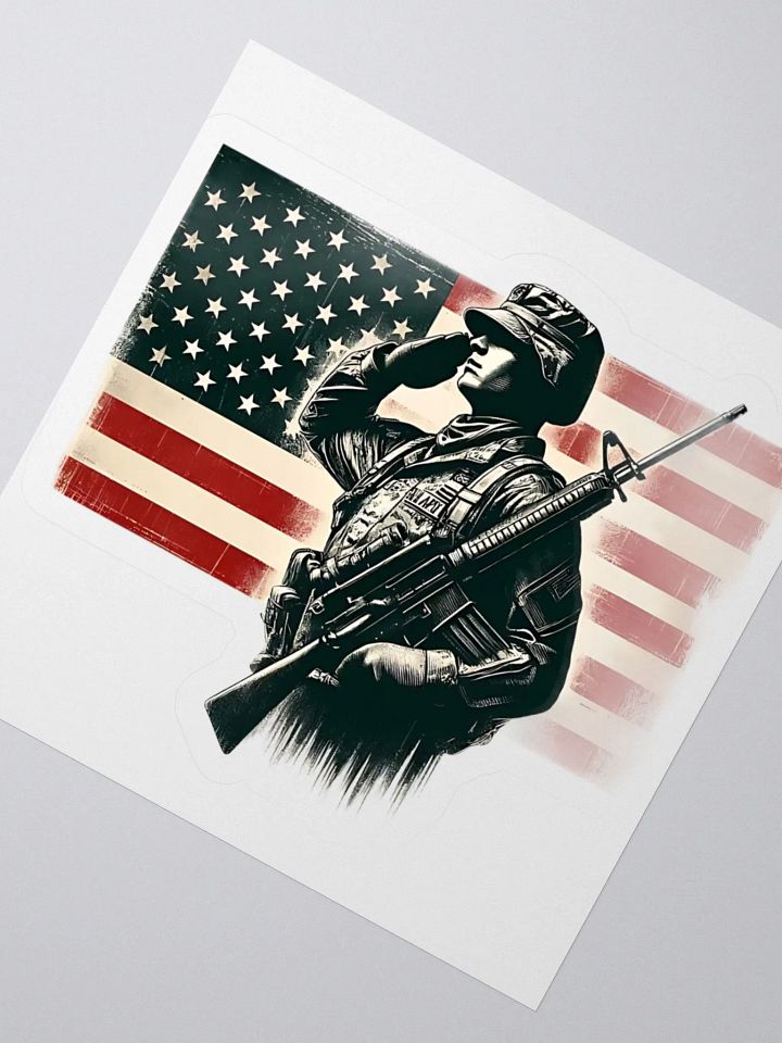 Saluting Soldier - Proud USA Patriotic Tribute Vintage Vinyl Stickers product image (8)
