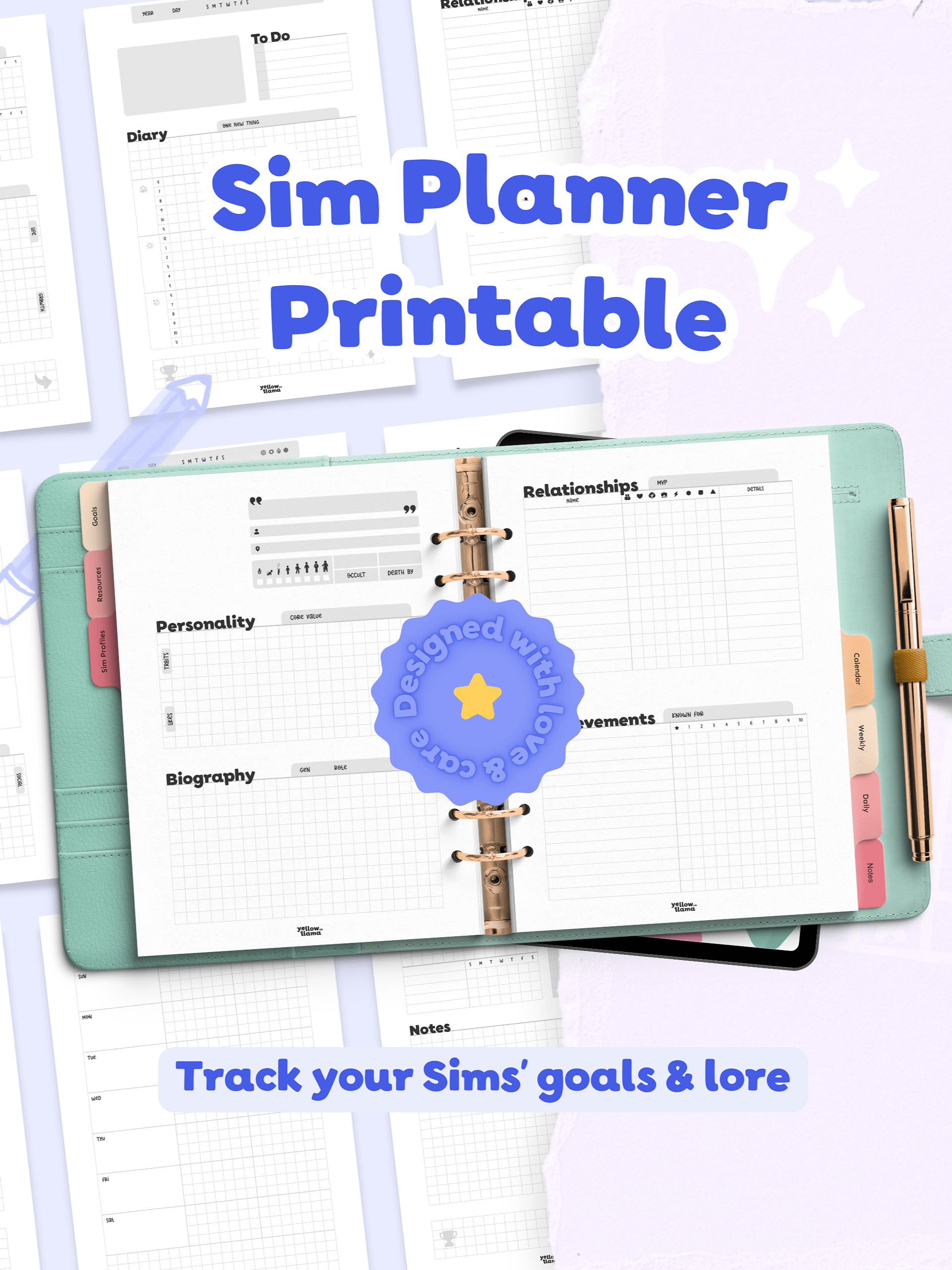 Sim Planner Printable product image (1)