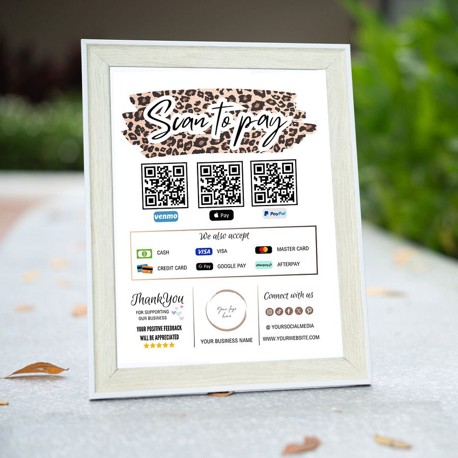 Leopard - Scan To Pay QR Code Sign Template product image (7)
