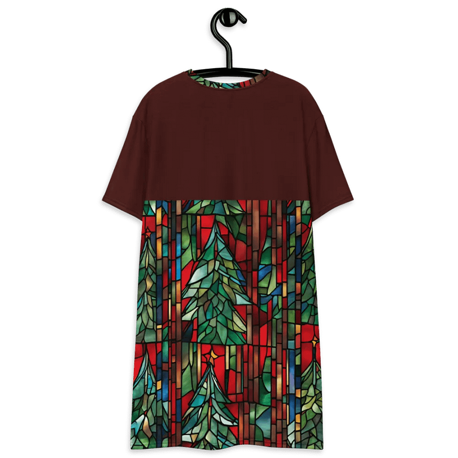 Stained Glass Christmas Tree T-Shirt Dress product image (8)