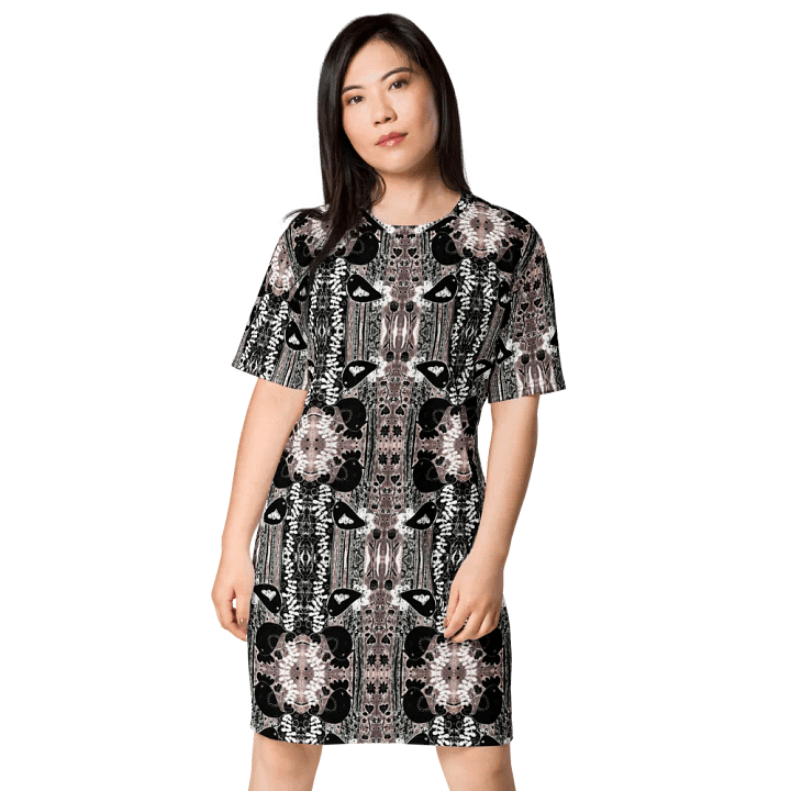 Abstract Floral Birds Ladies T Shirt Dress product image (2)