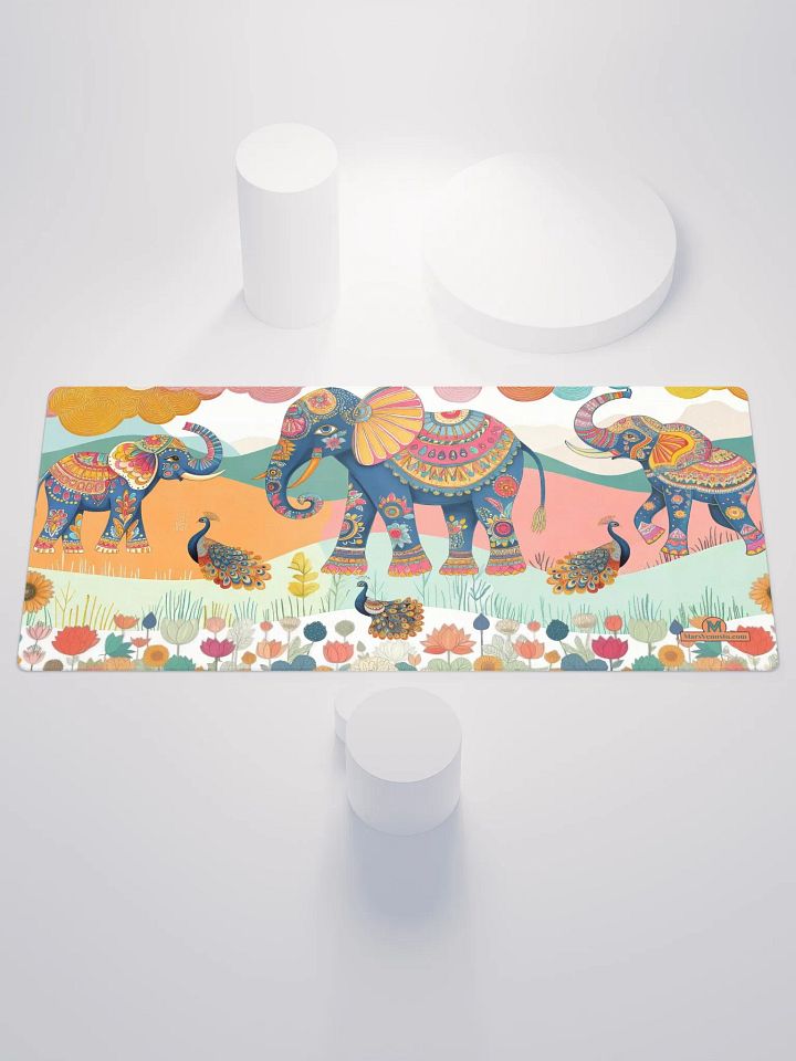 Dancing Elephants: Madhubani art, Gaming Pad product image (1)