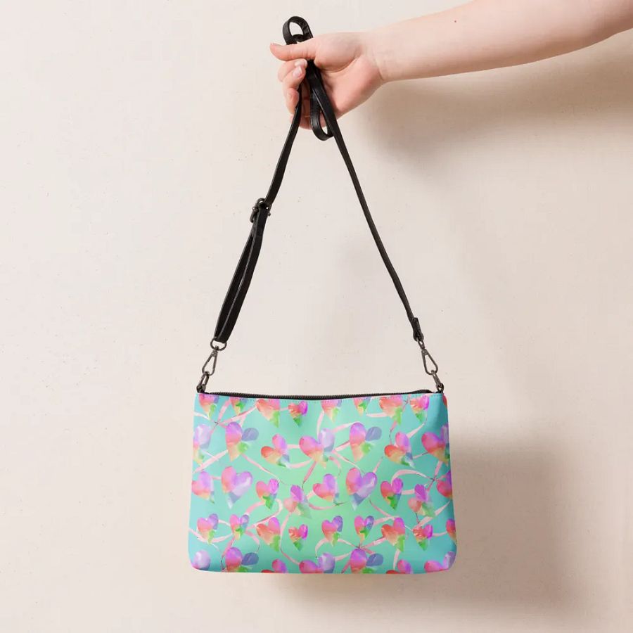 Whimsical Hearts All-Over Print Crossbody Bag for creative ladies and girls product image (7)