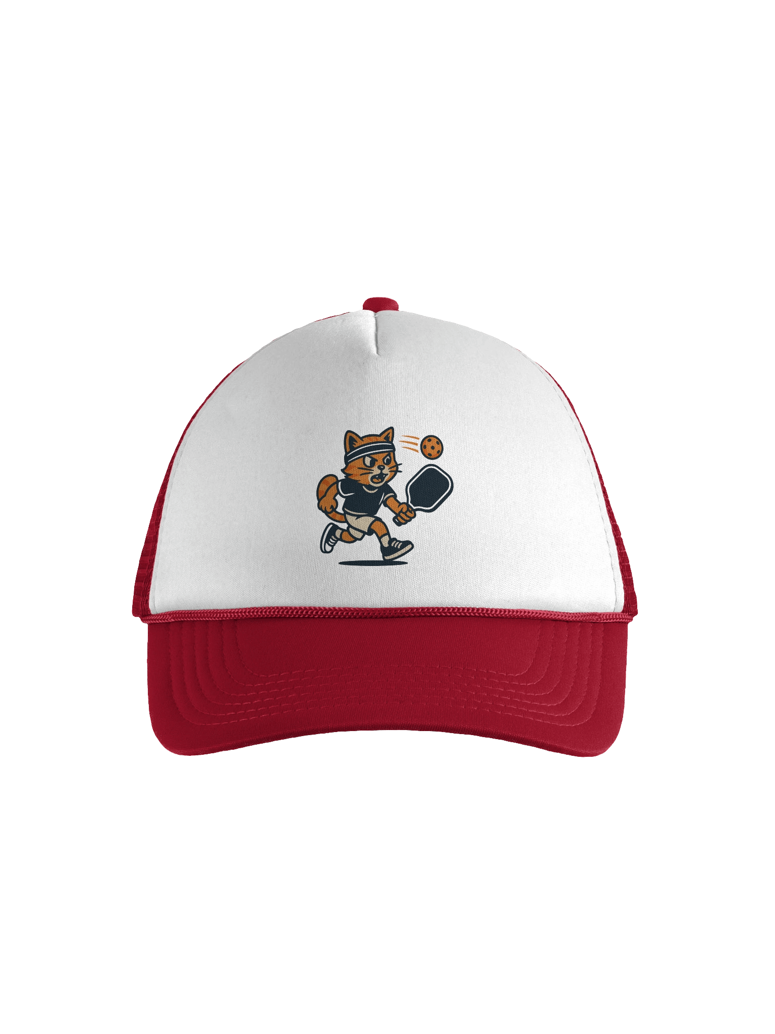 Pickleball Power Cat Hat – Funny Unisex Adjustable Cap with Fierce Orange Tabby Pickleball Smash Design product image (1)