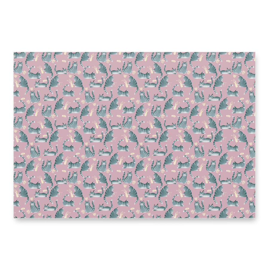Bad Grey Tabby Cats Knocking Stuff Over Wrapping Paper, 3 Pack product image (4)