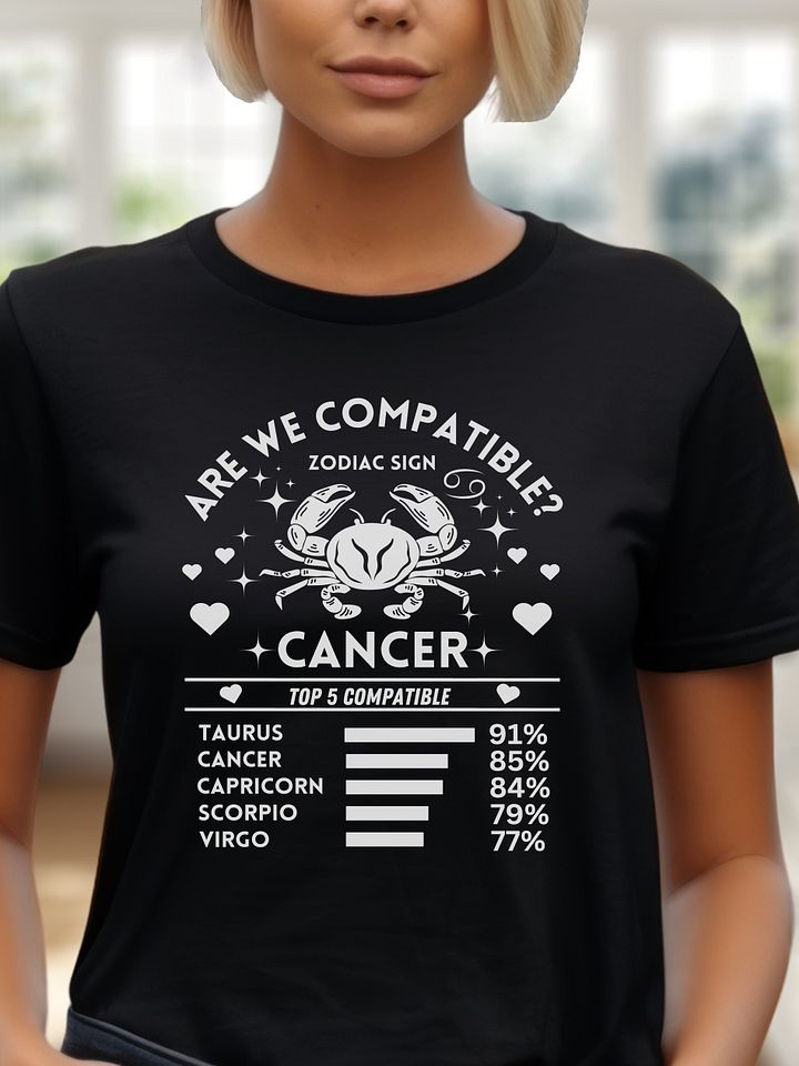 Cancer Zodiac Sign Romantic Compatibility T-Shirt - Bella Canvas 3001 Unisex Staple T-Shirt - Dark Colors product image (1)