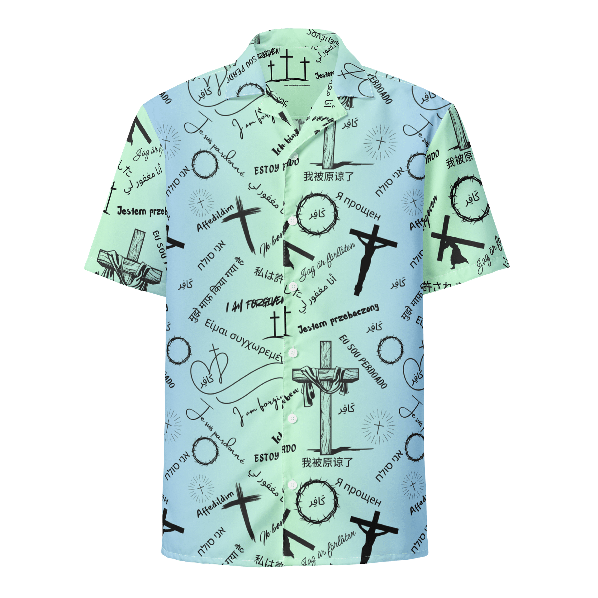 "I am forgiven" Bold Christian Hawaiian style shirt product image (1)