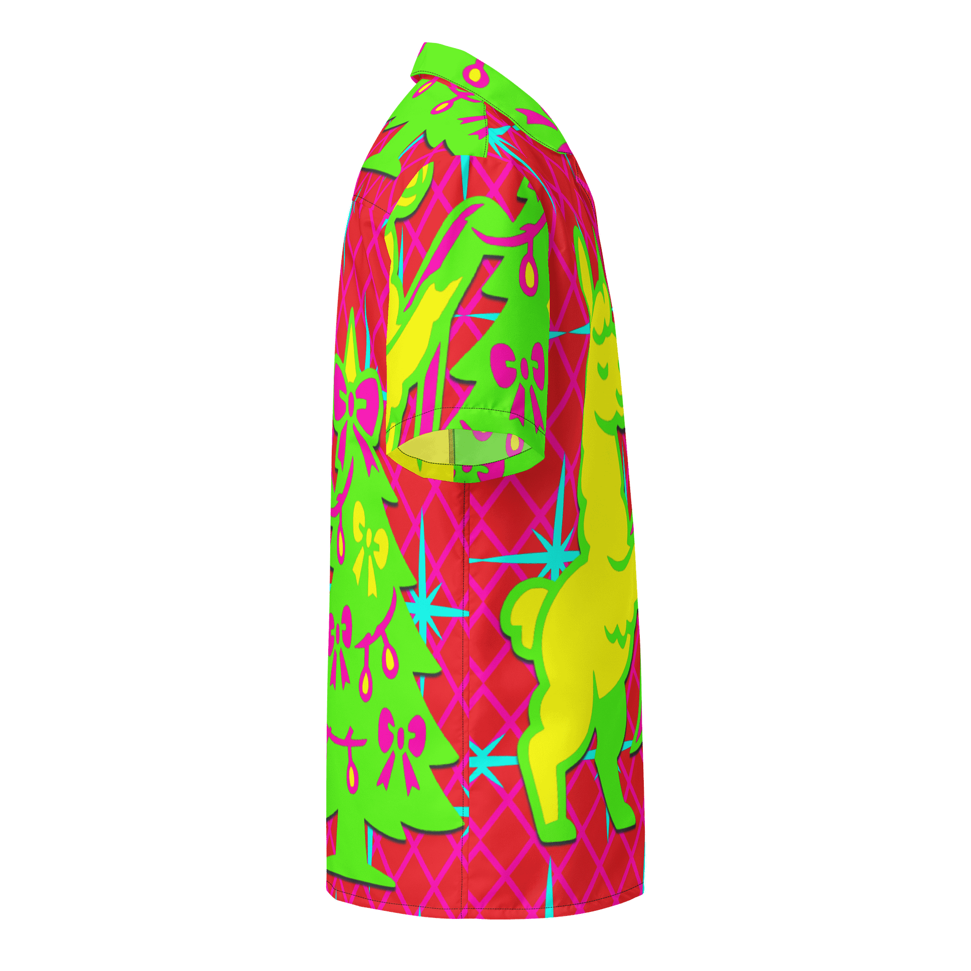 Ultimate Llama Ugly Sweater Button Up Shirt – Bright Neon Christmas Shirt product image (5)