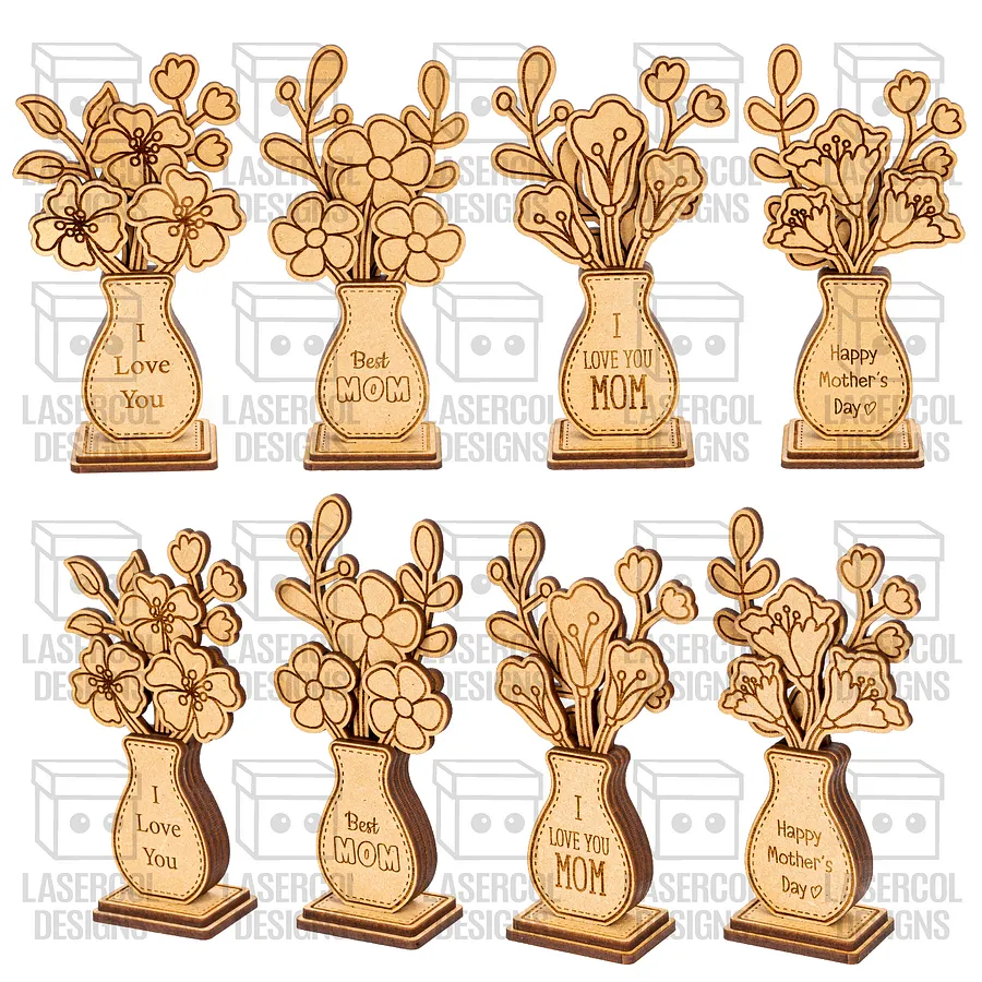 Mother's Day Flowers (2 Sizes, 4 Styles) - Laser Cut Files product image (2)