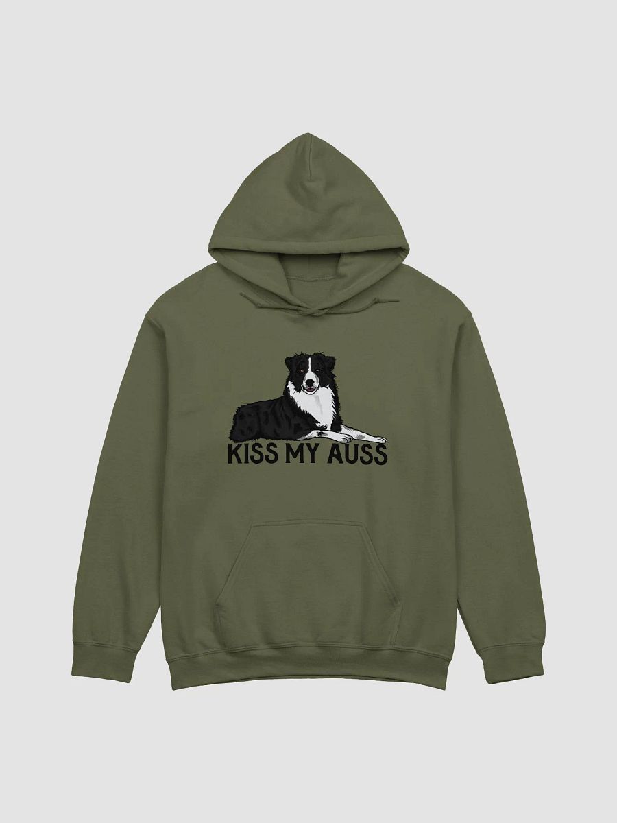 Kiss My Auss | Funny Hooded Sweatshirt for Australian Shepherd (Black and White) Dog Owners product image (13)