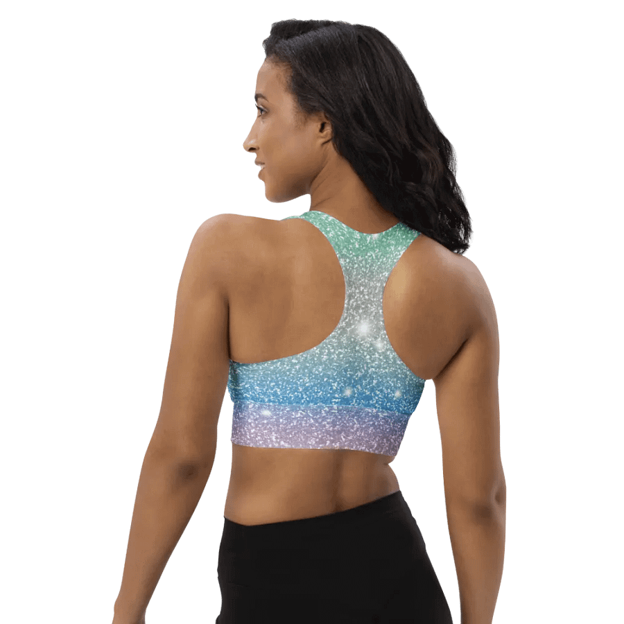 Glitter Unicorn Texture Design Longline Sports Bra - 9 product image (6)