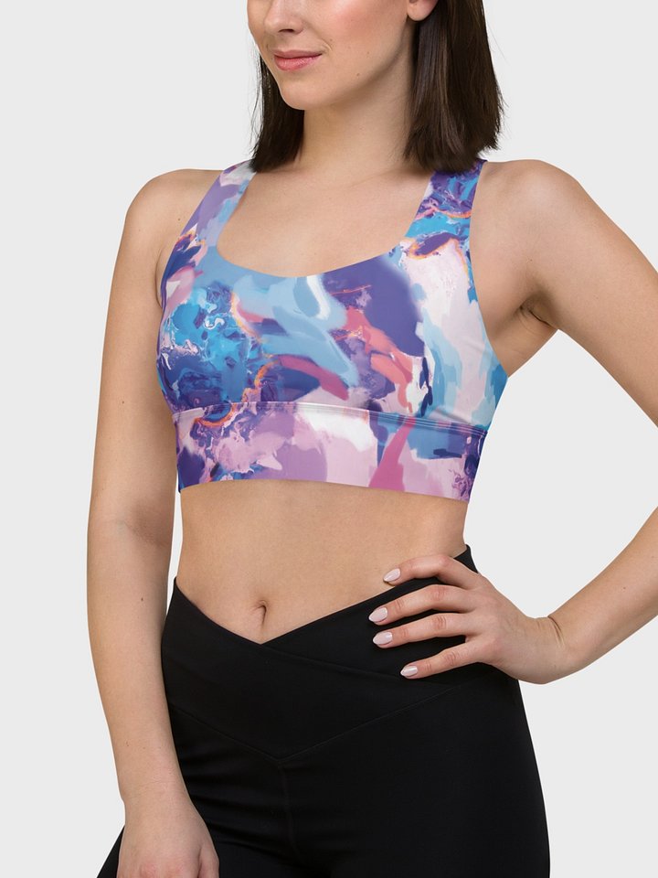 Hight Impact Sport Bra "Marble Effect Pastel Blue Purple Dreamy Waves" product image (2)