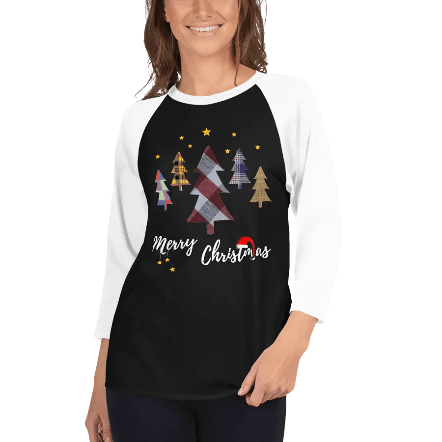 Happy Holidays in Christmas Fine Jersey Raglan Tee product image (3)